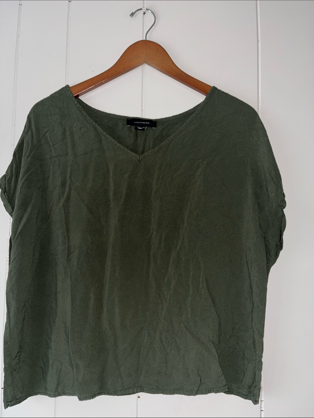 Atmosphere Olive Green V-Neck Short Sleeve Tunic